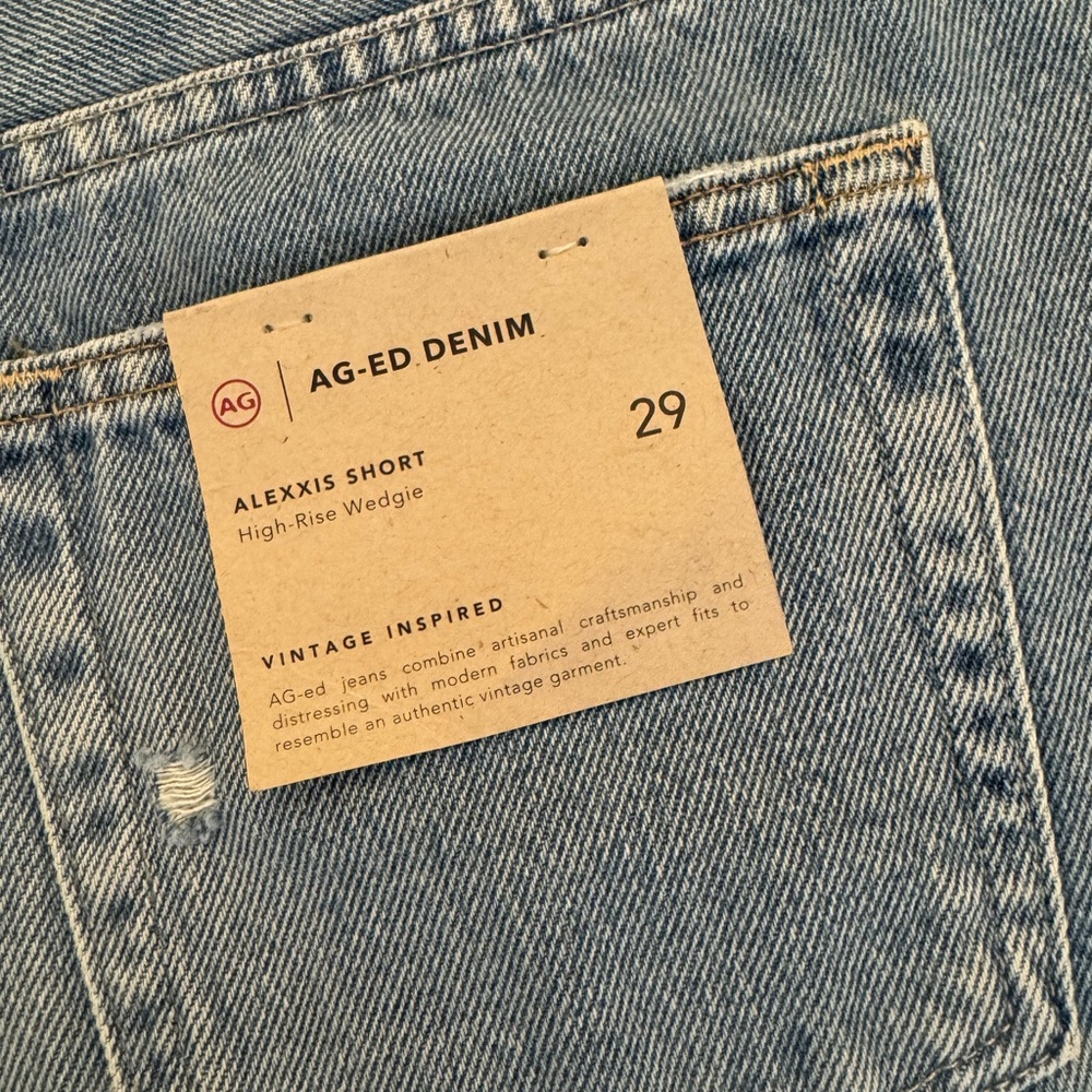 Ag Adriano Goldschmied Alexxis Denim Short High Rise Wedgie NWT size 29 $178 - Picture 8 of 8
